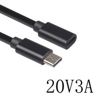 Hochwertiges USB-C Ladekabel 20V 3A TYP C Stecker auf Buchse Kabel Schwarz 1m Typ-C Schnelllade-Verlängerungskabel mit OTG-Unterstützung