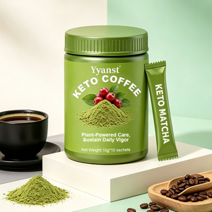 Café Keto Matcha en Polvo Instantáneo de Marca Privada OEM, Suplemento Natural para la Cetosis, 10g*10 Sobres, Frasco Redondo Verde Fresco - Product Image 2