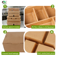 Boîte à lunch jetable en papier kraft à 4 compartiments, boîte à repas de qualité alimentaire, boîte bento pour la livraison de repas