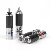 Audiophile Eutectique Enceinte plaquée rhodium en fibre de carbone Connecteur RCA mâle Connecteur de fil à souder Adaptateur d'épissure Prise audio