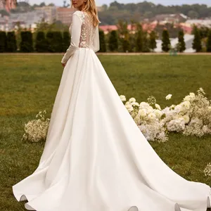 Özelleştirilmiş mütevazı düğün elbisesi es zarif basit leke düğün elbisesi gelinlikler afrika balo boncuklu gelin düğün elbisesi es