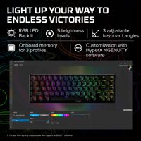 Keyboard Gaming Mekanik HyperX Alloy Origins 65 Kompak dengan Faktor Bentuk 65% Keyboard Rusia Plus Keyboard Alfabet Rusia