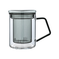 Cangkir Teh Pemisah Air dan Teh, Kaca Tahan Panas, Gaya Cina, Set Teh Kantor, Cangkir Minum, Cangkir Upacara Teh Vintage Mewah Ringan