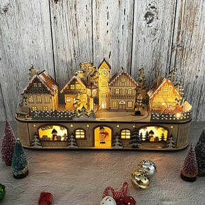 Scena di Villaggio Natalizio con Taglio Laser Casetta Natalizia Decorazioni Natalizie in Legno con Taglio Laser - Product Image 6