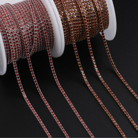 Elegan 14K emas diisi 2mm cangkir rantai tenis rantai dengan 4 pengaturan cakar Garnet Zircon untuk DIY kalung gelang membuat perhiasan