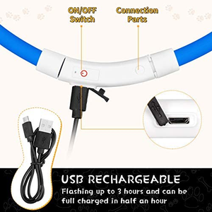 Glowing <b>Dog</b> <b>Collar</b> Adjustable Flashing Luminous Night Safety Pet Necklace Glow in Dark Light up LED <b>Dog</b> <b>Collar</b> USB Rechargeable - Product Image 3