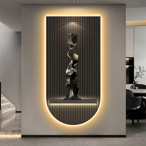 Mural de pared de Arte Abstracto Simple y moderno tallado UV porcelana de cristal con iluminación LED <span class=keywords><strong>para</strong></span> sala de estar diseño de pintura decorativa - Product Image 3