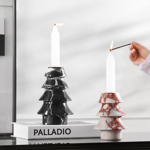Natural Marble Stone Onyx Pillar Taper Christmas Tree Shape <strong>Tealight</strong> Candle <strong>Holder</strong> Stick Marble Candlestick <strong>Holder</strong> - Product Image 1