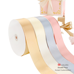 Bugu 4.0cm 1-1/2" Double Face Luster Satin Ribbon Spool 100 Yards Polyester for Flower Bouquet & Gift Box Wrapping Custom Logo - Product Image 1