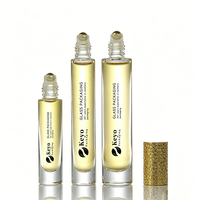 Flacon Roll-on Rond en Verre Transparent de Luxe 5ml 10ml 10ml, Nouveau Design, Vide, pour Huile à Lèvres et Sérum, avec Couvercle Métallique Doré