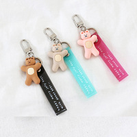 Porte-clés personnalisé en PVC avec pendentif ours de dessin animé et dragonne, idéal pour promotion, cadeau d'anniversaire ou article de récompense