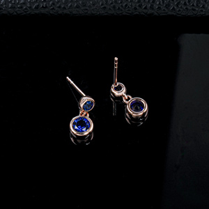 925 silver rose gold sapphire <b>earrings</b> pendant <b>earrings</b> - Product Image 3