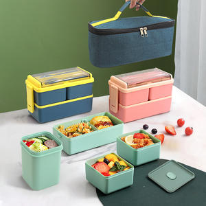 Two Layer Eco Friendly PP School Food Packaging Portable Lunch Box 1400ml With Spoon and Fork - Product Image 2