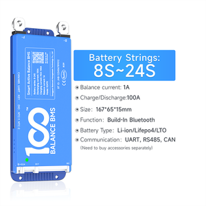 Compatible con envío directo en 48 horas, placa BMS de equilibrio activo inteligente, con módulo paralelo BT integrado, BMS, 2, 6S, 7S, 8S, 12V, 24V, 100A, 2, 1, 2, 2, 1, 2 - Product Image 1