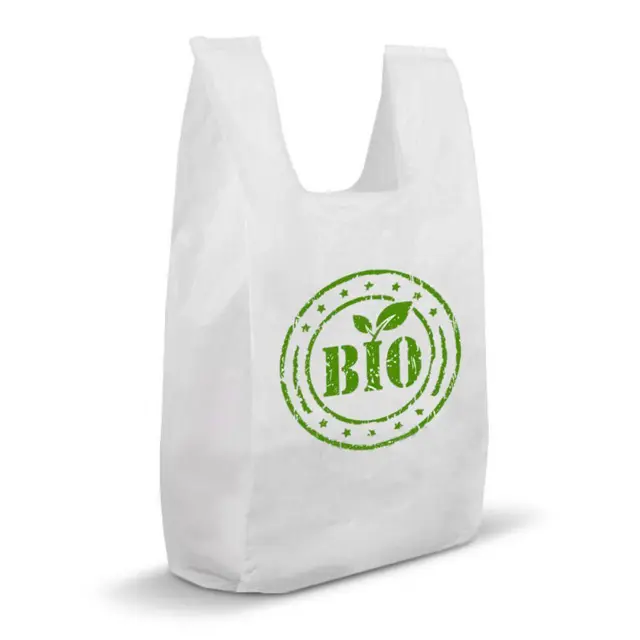 الجملة نشا الذرة قابلة للتحلل التسوق مخصص سماد t قميص حقائب بلاستيكية