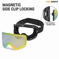 Masque de ski/snowboard HUBO HB-35 avec lentille magnétique, système de verrouillage latéral, monture en TPU, anti-buée, photochromique, polarisé, UV400, bleu, vert, gris