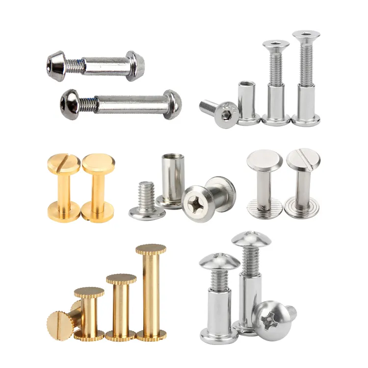 Customized Male And Female Brass Stainless Steel Aluminum Book Screw M3 M4 Post Binding Rivets Chicago Screw