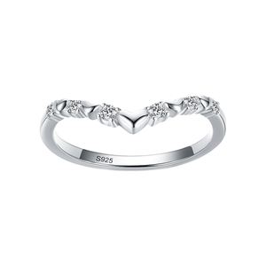 Ada Jewelry Anel De Prata 925 Argent Sterling Anneaux tendance à motif de cœurs pour femmes - Product Image 1