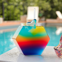 72oz Sechseckiger Kunststoff-Fischbecher mit Deckel und Strohhalm, nachhaltig, personalisierbar, für Outdoor-Partys, Bars, Pools, Werbeartikel, Tischgeschirr