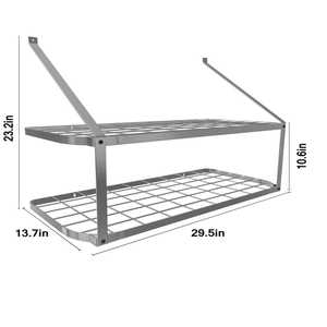 Étagère Support de Pot Mural Poêle Suspendu Crémaillères 2 <span class=keywords><strong>Pneu</strong></span> Argent livre étagère murale en bois - Product Image 2