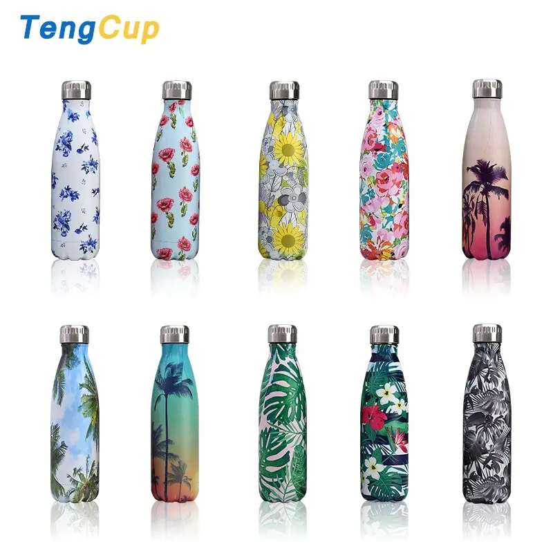 TY 500ml Double wall Stainless Steel Insulated Water Bottle transfer printing Vacuum Flask & thermoses sports coke cola bottle