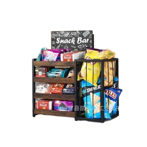 Cross-border <b>desktop</b> wooden snack storage rack, multi-layer iron and wood combination <b>shelf</b>, home leisure wooden snack rack - Product Image 5