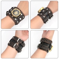 Venta de fábrica estilo Retro primera capa pulsera de cuero genuino correa de reloj personalidad remache atmosférico correa de reloj ancha para hombres
