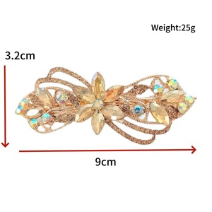 French MultiColor Crystal Flower Hair <b>Clip</b>-Elegant Fashion 9cm Barrette for Women Prom & Daily Use - Product Image 3