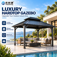 Gazebo à double toit en métal durable et permanent pour jardin, patio, villa, espaces de loisirs et de divertissement en plein air