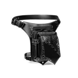 Unisex Steampunk Waist <b>Bag</b> PU Material Tactical Leg <b>Bag</b> Zipper Outdoor <b>Patchwork</b> Biker Riding Tool Zipper Leg <b>Bag</b> Logo for Men - Product Image 3