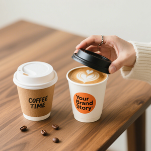 Bicchieri di Carta Ecologici a Doppia Parete per Caffè, Personalizzabili con Stampa, per Feste, con Coperchi per Caffetterie - Product Image 4