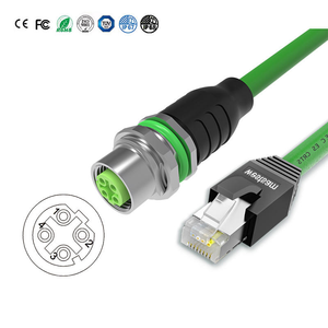 Tùy chỉnh M12 kết nối 4 pin D mã Nam Nữ cắm để RJ45 cáp kết nối công nghiệp không thấm nước cat6A cáp điện - Product Image 2