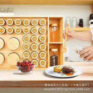 <b>Spice</b> <b>Jar</b> Wooden Storage Rack 4 Layers Airtight Bamboo Lid Natural Wood Color Kitchen Organizer - Product Image 3