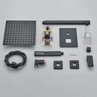 Ensemble de douche mural noir mat 10 pouces certifié CE, fabriqué en Chine, avec douchette à main et robinet de raccordement, vente en gros