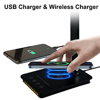 Lampe de bureau LED avec chargeur USB sans fil, pliable, à intensité réglable par touche, lampe de lecture réglable pour le bureau et l'étude, protection des yeux