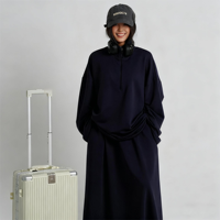 Nouvelles Abayas Lignes 2026 – Ensemble 2 Pièces Hiver en Coton pour Femmes Musulmanes : Haut et Jupe – Vêtements Islamiques