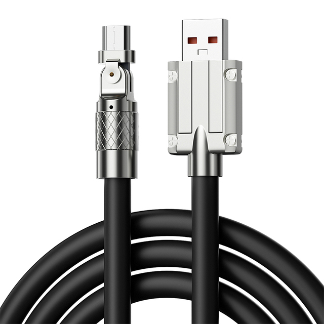 3ft 180 Degree Rotate Liquid Silicone for Micro Cable Super Soft Flexible Pd120w Fast Charger Data Cable 1m for Android UCB01