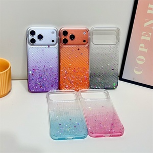 เคสโทรศัพท์มือถือใสสีรุ้งวิบวับ ประดับกลิตเตอร์ สำหรับ iPhone 17 Air 16 15 Pro Max  ฝาหลังลายตาราง TPU - Product Image 2