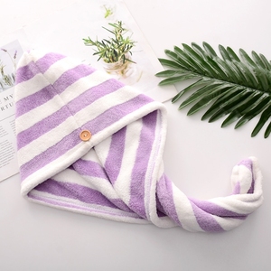 Stripe Microfiber Hair <strong>Towel</strong> Wrap <strong>Rapid</strong> <strong>Drying</strong> <strong>Towel</strong> Hair Turban <strong>Towel</strong> with Buttons - Product Image 6