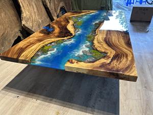 Style unique, article naturel, grande planche de bureau, 100% bois de noyer, résine époxy, bureau thème océan, table à manger en bois - Product Image 5