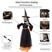 Décoration d'Halloween Grande Sorcière Animée Électrique Lumineuse Parlante pour Intérieur, Accessoire de Décoration de Maison Hantée d'Horreur Fabriqué en Chine