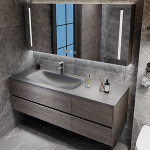 Modern luxury waterproof rock panel hot bending integrated basin all aluminum honeycomb aluminum bathroom cabinet - Product Image 2