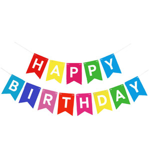 <span class=keywords><strong>Bannière</strong></span> arc-en-ciel en papier, décorations de fête personnalisée, drapeau de joyeux <span class=keywords><strong>anniversaire</strong></span> - Product Image 1