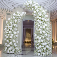 Arche florale personnalisée MoKtong de 1,9 m + 2,3 m de haut, en gypsophile, arche de mariage en fleurs artificielles blanches pour la décoration de jardin