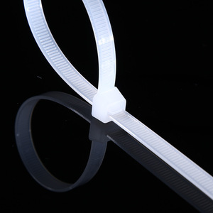 Attaches-câbles en nylon JUNKE 10x12mm Blanc Noir, pour regroupement industriel, haute résistance, auto-bloquants, en plastique, certifiés CE ISO9001 - Product Image 1