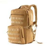 Sac à dos tactique unisexe personnalisé de 25 L de haute qualité avec sangle d'épaule arquée en sangle MOLLE, fermeture éclair en polyester, imperméable