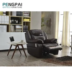 Yeni stil ayarlanabilir salon modern kahverengi sentetik deri elektrikli recliner kanepe
