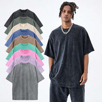 T-shirt Homme Oversize 250 GSM Rétro 100% Coton Épais, Impression DTG, Logo, Effet Délavé Acide, Vintage, Personnalisé