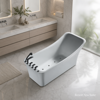 Baignoire autoportante rectangulaire en acrylique 1700x750x750mm, design moderne, pour adultes, baignoire de relaxation individuelle – Offre Spéciale