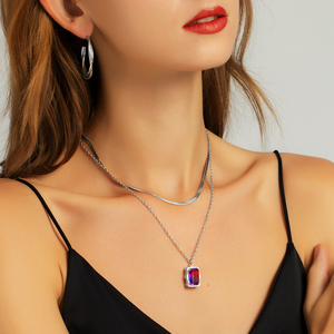 KRKC granato Birthstone 18K placcato bianco argento Sterling 925 diamante amore cuore collane con ciondolo per donna - Product Image 5